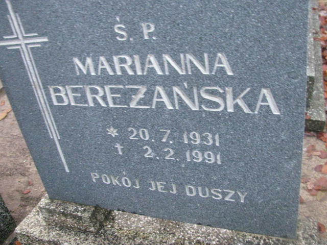 Marianna Bereżańska 1931 Łobez - Grobonet - Wyszukiwarka osób pochowanych